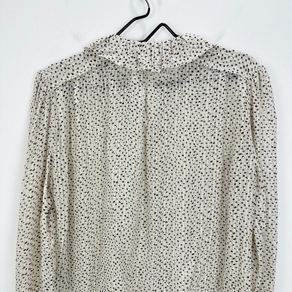BA&SH Chiffon Blouse Dot Silk Viscose Ruffle Collar Romantic Preppy Large - Picture 9 of 13